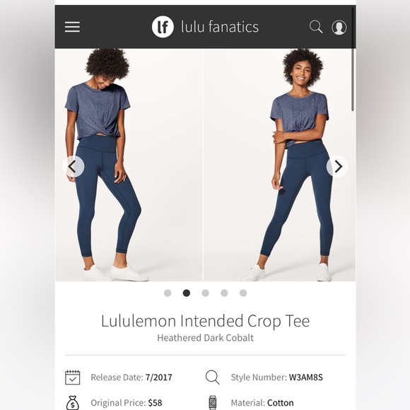 Lululemon Intended Crop Tee in Heathered Dark Cobalt (blue) - Picture 2 of 6